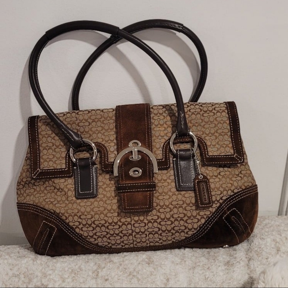 Coach Brown and Tan Shoulder Bag
